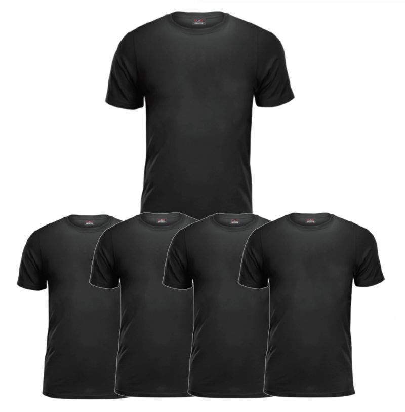 FOTL Pack of 5 Black T-shirts Large