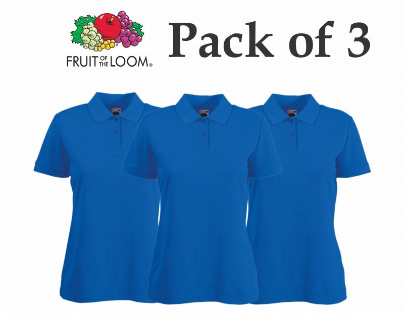 Fruit Of The Loom Ladies Pack of 3-Royal blue
