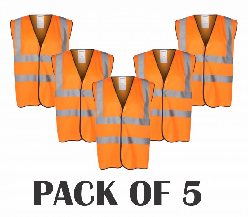 Pack of 5 High Visibility Waist Coat-Orange